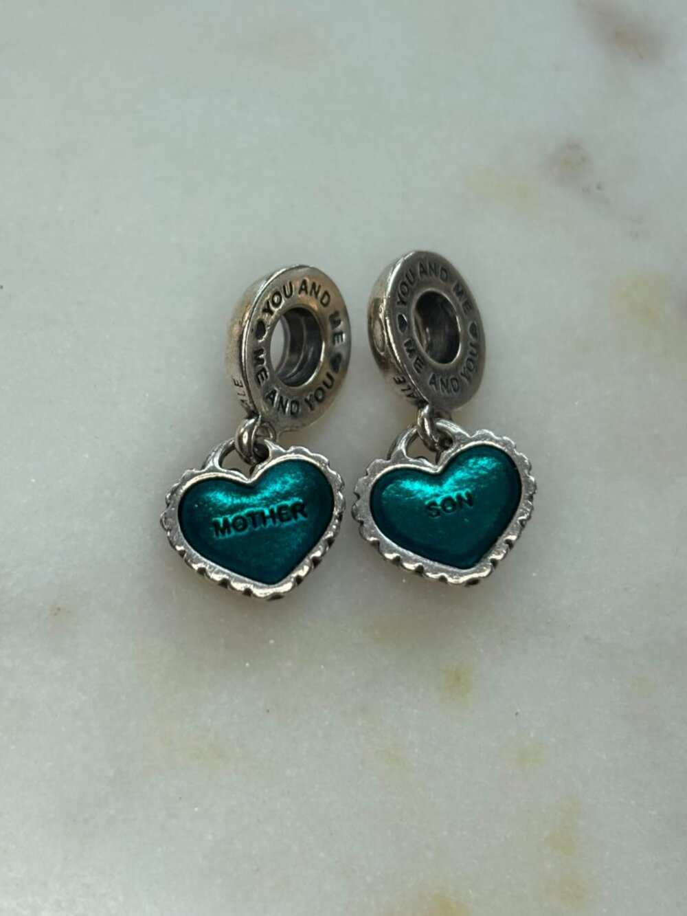 Authentic PANDORA Piece of My Heart Mother + Son Split Dangle Charm RETIRED